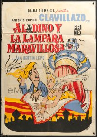 9c199 ALADINO Y LA LAMPARA MARAVILLOSA export Mexican poster 1958 Antonio 'Clavillazo' Espino!