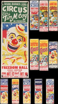 9d464 LOT OF 12 MOSTLY FORMERLY FOLDED CIRCUS POSTERS 1950s-1970s great clown artwork & more!