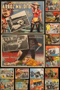 9d013 LOT OF 17 MEXICAN LOBBY CARDS 1950s-1960s great images from a variety of different movies!