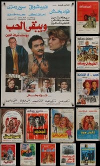 9d438 LOT OF 13 FORMERLY FOLDED EGYPTIAN POSTERS 1960s-1970s a variety of movie images!
