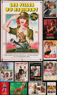 9d448 LOT OF 13 FORMERLY FOLDED LEBANESE POSTERS 1970s-1980s cool images from a variety of movies!