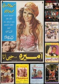 9d449 LOT OF 12 FORMERLY FOLDED LEBANESE POSTERS 1970s-1980s cool images from a variety of movies!