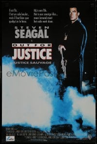 9f231 OUT FOR JUSTICE Belgian 1991 great full-length image of Steven Seagal with shotgun!