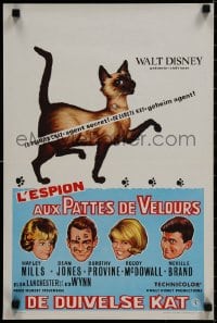 9f241 THAT DARN CAT Belgian 1965 great art of Hayley Mills & Disney Siamese feline!