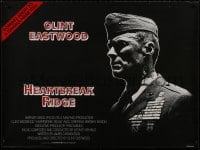 9f171 HEARTBREAK RIDGE teaser British quad 1986 Clint Eastwood all decked out in uniform & medals!