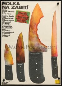 9f108 GIRL FIT TO BE KILLED Czech 12x16 1974 Juraj Herz's Holka na zabit, Jiri Salamoun knife art!