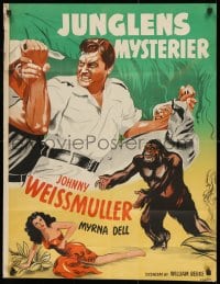 9f033 LOST TRIBE Danish 1949 great Wenzel art of Johnny Weissmuller as Jungle Jim & Myrna Dell!