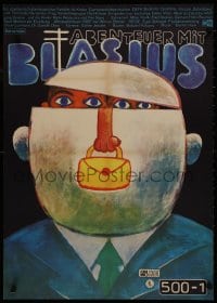 9f248 ABENTEUER MIT BLASIUS style B East German 23x32 1975 Leos Sucharipa, wild artwork!