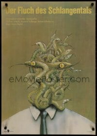 9f281 CURSE OF SNAKES VALLEY East German 23x32 1989 completely wild snake-head artwork!