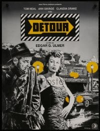 9f829 DETOUR French 24x32 1990 cool art of Tom Neal & Ann Savage, Edgar Ulmer film noir!