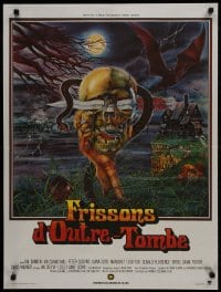 9f836 FROM BEYOND THE GRAVE French 24x32 1975 different Lamb horror art of dagger through skull!