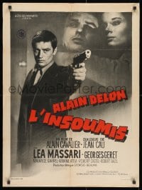 9f840 HAVE I THE RIGHT TO KILL French 24x32 1964 cool art of Alain Delon pointing gun and w/ sexy woman!
