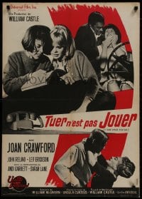 9f846 I SAW WHAT YOU DID French 23x32 1965 Joan Crawford, William Castle, you may be the next target!