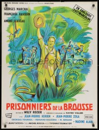 9f880 PRISONERS OF THE CONGO French 24x32 1960 Dumont art of Marchal & Rasquin in savage Africa!