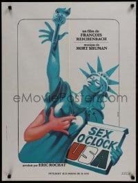 9f886 SEX O'CLOCK USA French 24x32 1976 artwork of sexy Statue of Liberty by Michel Landi!