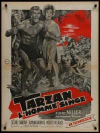 9f894 TARZAN THE APE MAN French 24x32 1959 Edgar Rice Burroughs, Denny Miller & Joanna Barnes!