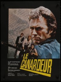 9f898 THUNDERBOLT & LIGHTFOOT French 23x31 1974 huge image of Clint Eastwood & big gun!