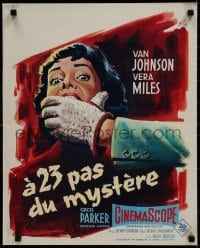 9f917 23 PACES TO BAKER STREET French 18x22 1956 Boris Grinsson artwork of scared Vera Miles!