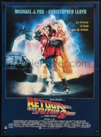 9f922 BACK TO THE FUTURE II French 16x22 1989 Michael J. Fox & Christopher Lloyd by Drew Struzan!