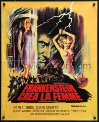 9f941 FRANKENSTEIN CREATED WOMAN French 17x21 1967 cool art of Peter Cushing & Susan Denberg!