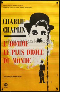 9f945 FUNNIEST MAN IN THE WORLD French 15x23 1967 great artwork images of Charlie Chaplin by Hurel!