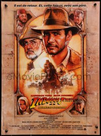 9f954 INDIANA JONES & THE LAST CRUSADE French 16x21 1989 art of Ford & Sean Connery by Drew Struzan