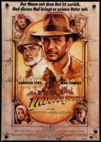 9f064 INDIANA JONES & THE LAST CRUSADE German 12x17 1989 Harrison Ford, Sean Connery, Spielberg