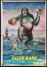 9f143 QUEEN KONG Iranian 1977 fantastic art of giant ape terrorizing Big Ben in London!