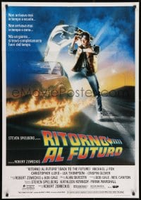 9f345 BACK TO THE FUTURE Italian 1sh 1985 art of Michael J. Fox & Delorean by Drew Struzan!