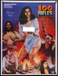 9f009 100 RIFLES Pakistani 1969 Jim Brown, different art/images of Raquel Welch & Burt Reynolds!