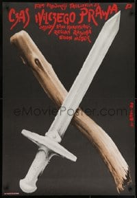 9f724 HUNDISEADUSE AEGU Polish 27x39 1986 completely different Jakub Erol art of sword and branch!