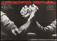 9f728 INTRE OGLINZI PARALELE Polish 27x37 1979 weird arm wrestling by Krzysztof Nasfeter!