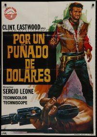 9f072 FISTFUL OF DOLLARS Spanish R1973 Leone classic spaghetti western, art of Eastwood by Gunnard!