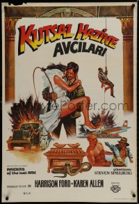9f041 RAIDERS OF THE LOST ARK Turkish 1983 cool completely different art of Harrison Ford by Muz!