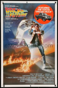 9g535 BACK TO THE FUTURE studio style 1sh 1985 art of Michael J. Fox & Delorean by Drew Struzan!
