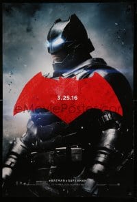 9g546 BATMAN V SUPERMAN teaser DS 1sh 2016 cool image of armored Ben Affleck in title role!