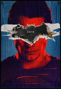 9g545 BATMAN V SUPERMAN teaser DS 1sh 2016 cool close up of Henry Cavill in title role under symbol!