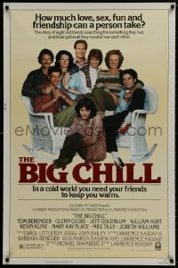 9g558 BIG CHILL 1sh 1983 Lawrence Kasdan, Tom Berenger, Glenn Close, Jeff Goldblum, Hurt!