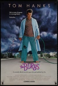 9g576 BURBS advance 1sh 1989 best Tom Hanks image, a man of peace in a savage land, suburbia!