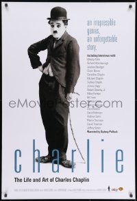 9g480 CHARLIE: THE LIFE & ART OF CHARLES CHAPLIN 27x40 video poster 2003 the star as The Tramp!