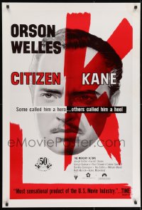 9g583 CITIZEN KANE 1sh R1991 some called Orson Welles a hero, others called him a heel!
