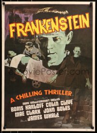 9g412 FRANKENSTEIN 21x29 commercial poster 1980s Karloff as the monster from 1960s re-release one sheet!