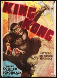 9g426 KING KONG 20x28 commercial poster 1976 cool artwork of giant ape fighting planes!