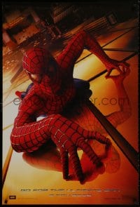 9g459 SPIDER-MAN DS 27x40 German commercial poster 2002 Maguire climbing building, Raimi, Marvel!