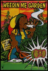 9g471 WEEDIN ME GARDEN 24x36 English commercial poster 1999 man smoking a joint and gardening!