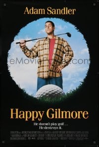 9g687 HAPPY GILMORE 1sh 1996 image of Adam Sandler, he doesn't play, he destroys golf!