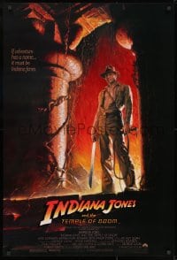 9g728 INDIANA JONES & THE TEMPLE OF DOOM 1sh 1984 great art of Harrison Ford by Bruce Wolfe!