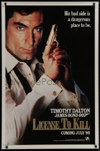 9g770 LICENCE TO KILL teaser 1sh 1989 Dalton as Bond, his bad side is dangerous, 'License'!