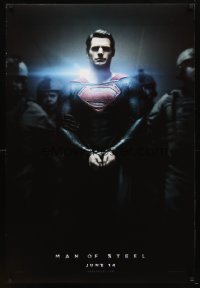 9g784 MAN OF STEEL teaser DS 1sh 2013 Henry Cavill in the title role as Superman handcuffed!