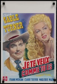 9g363 HONKY TONK 14x21 Belgian REPRO poster 1990s Clark Gable & Lana Turner, every kiss a thrill!
